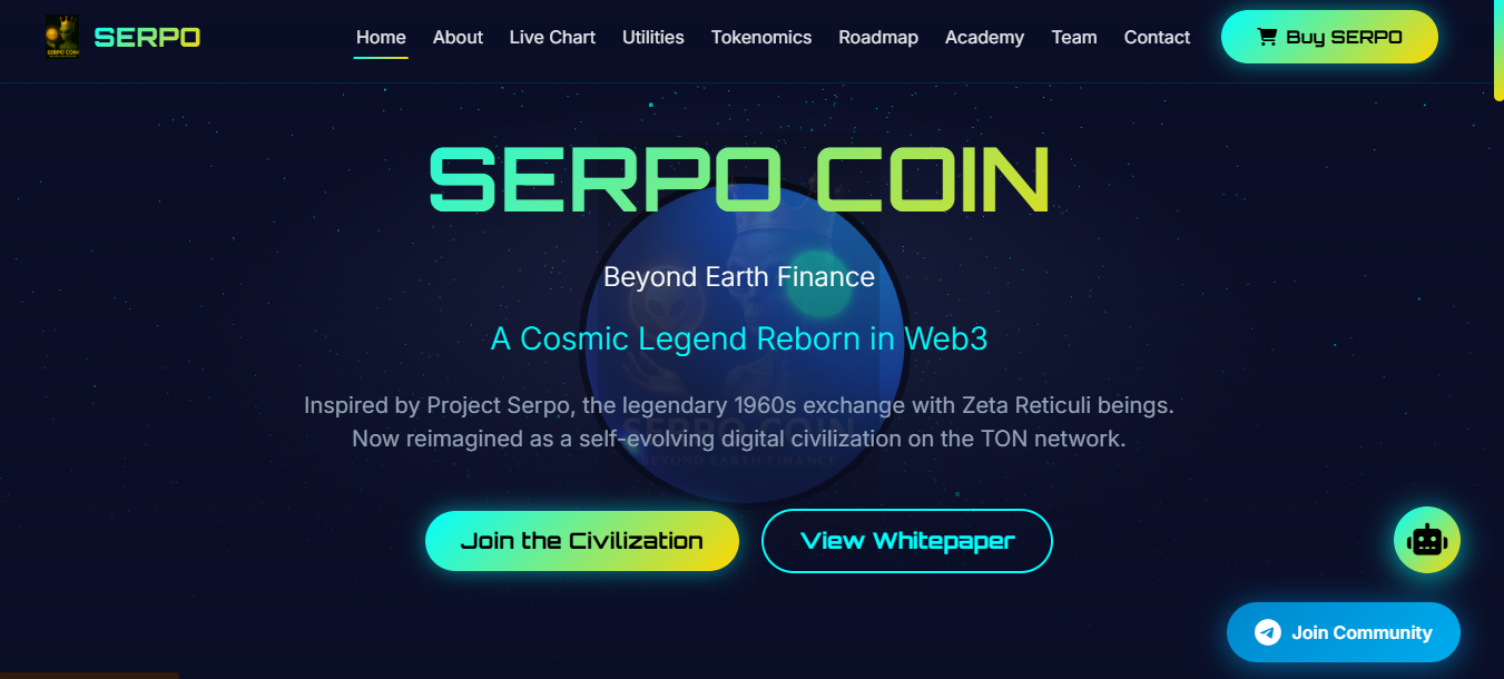 Serpo Coin cryptocurrency website